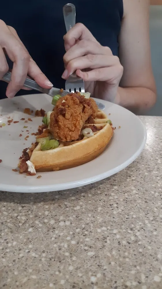 Chicken and Waffles with Green Onions